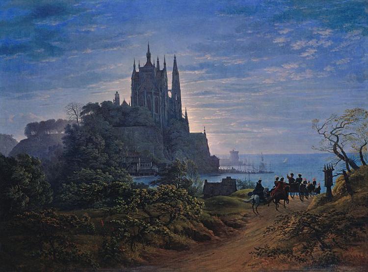 Karl friedrich schinkel Gothic Church on a Rock by the Sea china oil painting image
